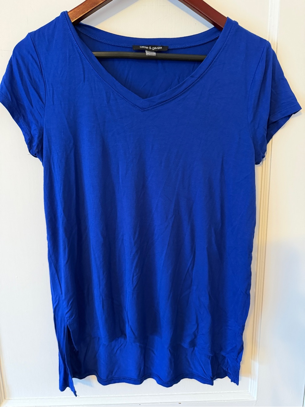 Cable & Gauge Pullover Top Blue Coastal Minimalist Basic Layering Capsule M